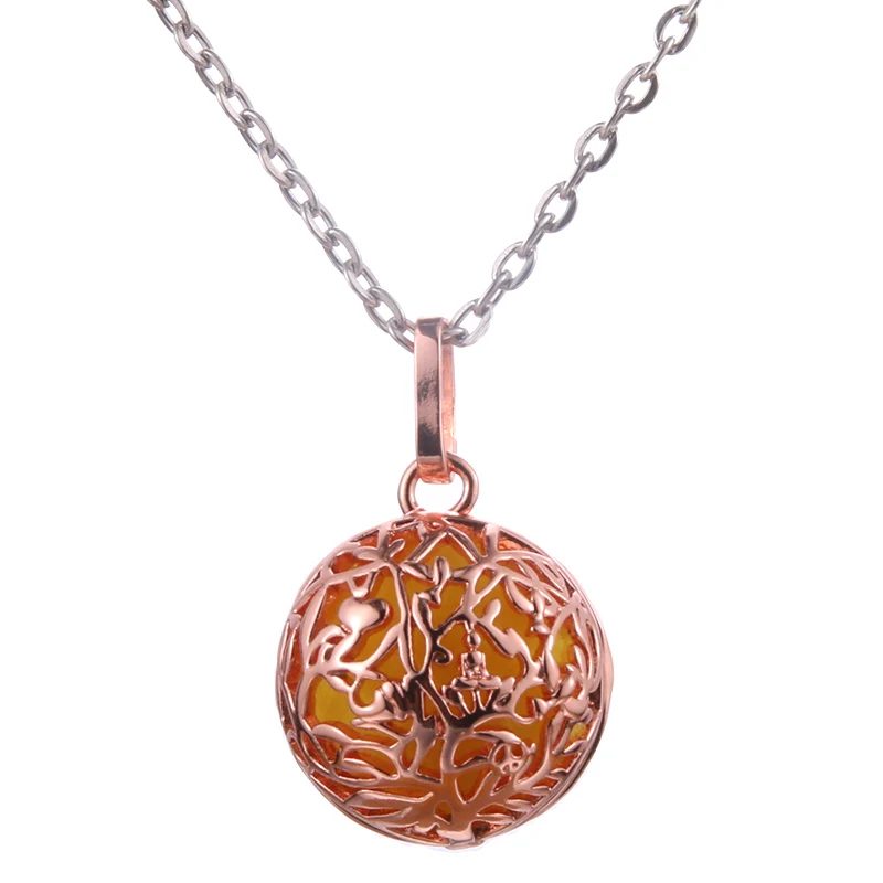 D Lotus Guanyin Music Ball Bell Aromatherapy Locket Pendant Necklace Charm Perfume Essential Oil Diffuser Woman Gift Jewelry - Окраска металла: D