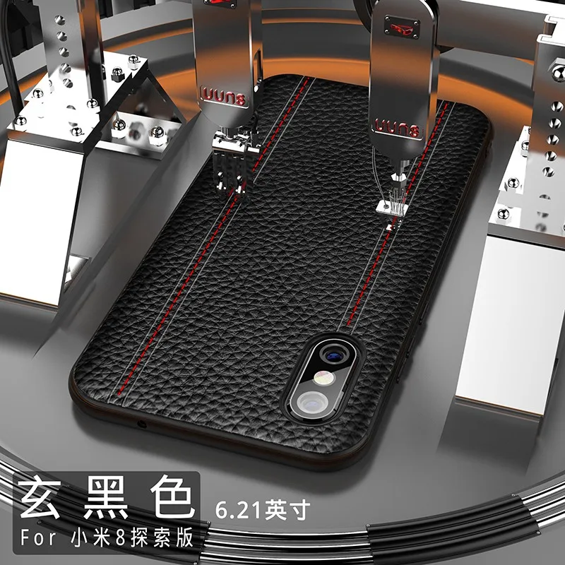Роскошный чехол из натуральной кожи для Xiaomi MI8 PRO EXPLORE ore MI8SE, полностью защитный чехол из воловьей кожи, адсорбционный магнит - Цвет: Black MI8 PRO