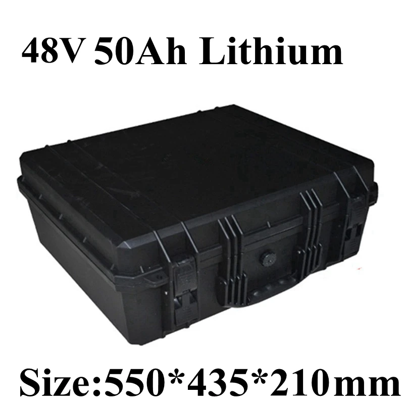 

Suitcase 48v 50Ah li ion battery pack waterproof hard case for 2000w EV motor rv 2500w bike power energy storage + 5A charger