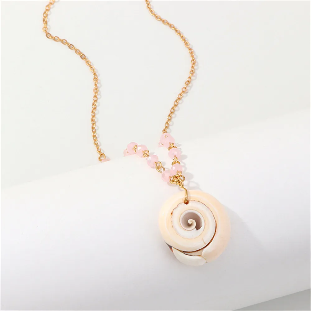 MLING Bohemian Natural Conch Pendant Necklace For Women Charm Pink Stone Fashion Ocean Jewelry | Украшения и аксессуары