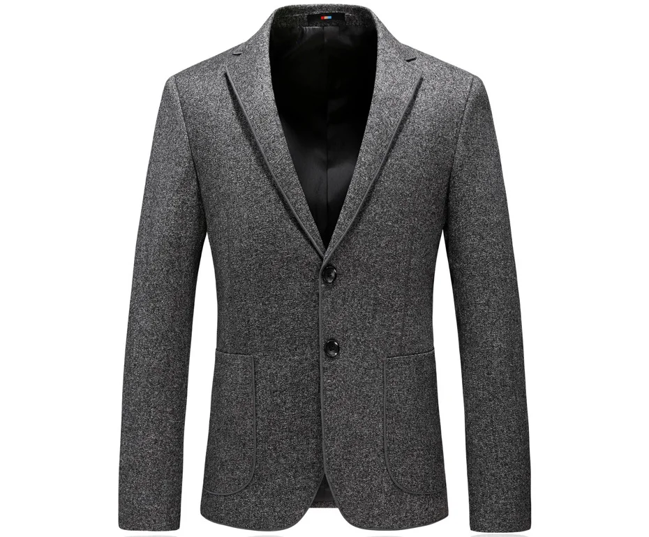 Тянь Цюн джентльмен Блейзер Slim Fit серый Модные мужские куртки свадебное пальто мужской повседневный пиджак однобортный 2 пуговицы