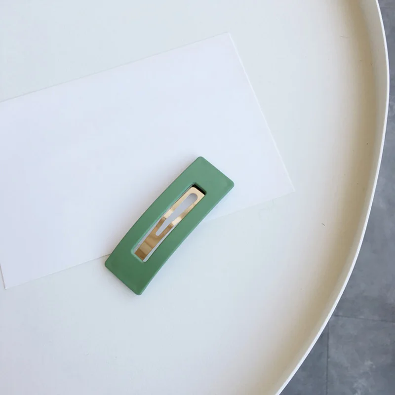 Square Green Аксессуары для волос акрил прямоугольные цвета скраб эллипс подарки корейский BB зажимы изящная бахрома 1 шт/2 шт карамельный цвет - Цвет: Square Green
