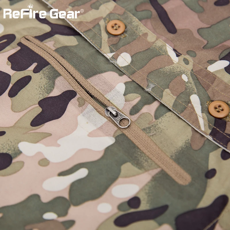 ReFire Gear Съемная Военная камуфляжная рубашка для мужчин на весну и лето со съемным