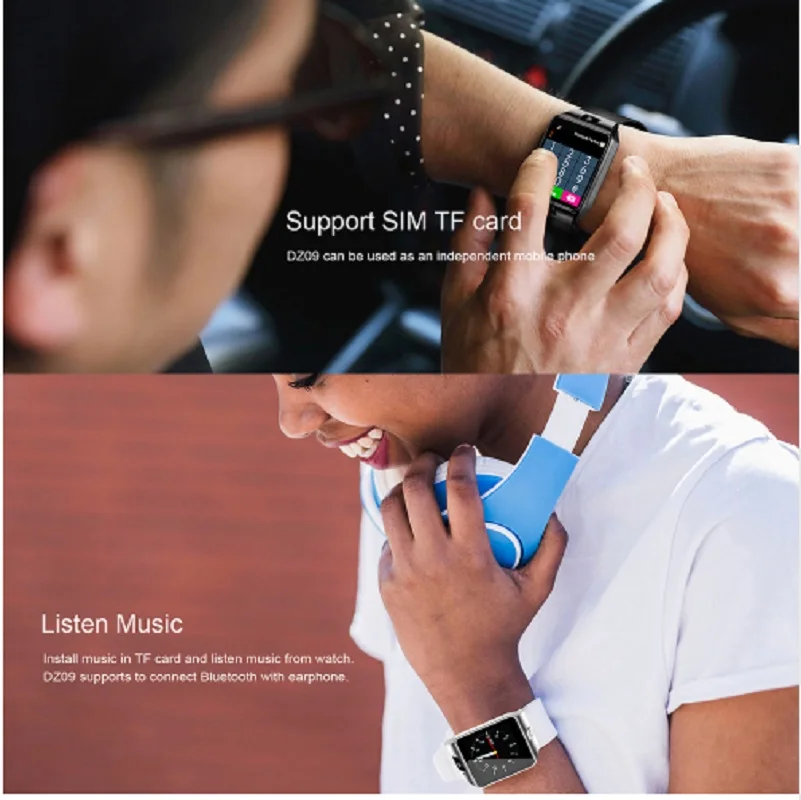 Ludsol Bluetooth Smart часы dz09 SmartWatch с батареей Поддержка sim карты Смарт Водонепроницаемый