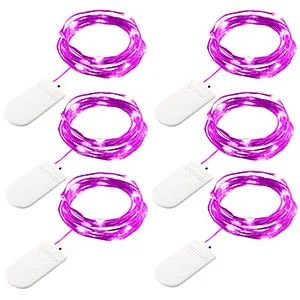 Purple 6 шт. 1 м управление сказочные огни на батарейках светодиодный свет украшения таймер гирлянды медный провод Рождество - Испускаемый цвет: Purple