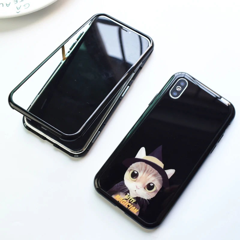 Магнитный бампер для iPhone XS max Защитное стекло задней панели цветная пленка XR /7/8 plus