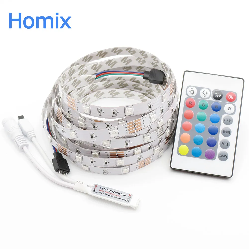 SMD RGB Светодиодная лента 5050 5 м светодиодсветильник rgb Диодная гибкая контроллер 12