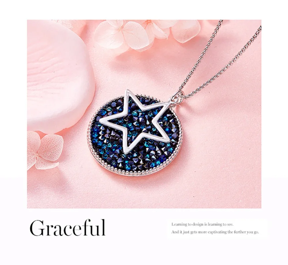 GEEZII кристаллическая звезда большой круг Длинный кулон цепочки и ожерелья для