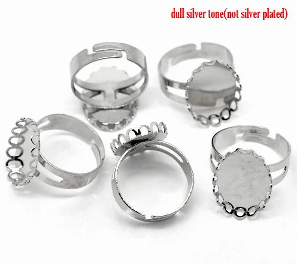 DoreenBeads Copper Adjustable Rings Oval Silver Color Cabochon Settings (Fits 18mm x 13mm ) 18.3mm( 6/8&quot) 1 Piece | Украшения и