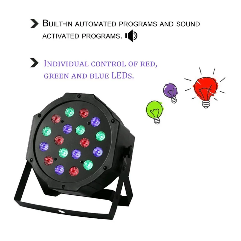 18W 18LED Профессиональный RGB смешивания Цвета сценический свет 6 каналов дома