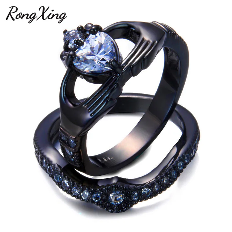 Женские винтажные обручальные кольца RongXing набор из белого кубического циркония