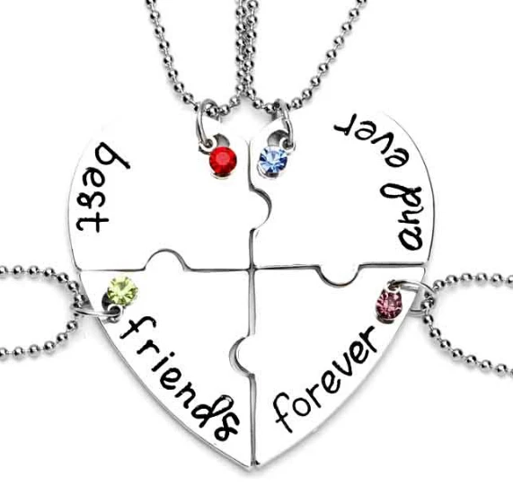 Set of 2/3/4 Best Friends Necklace Couples Paired Necklaces Pendants Unisex Lovers Valentine's Gift BFF Friendship Jewelry - Окраска металла: style 17