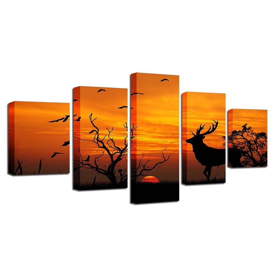 Картины на холсте домашний декор HD принты птицы дерево плакат 5 шт. лесное