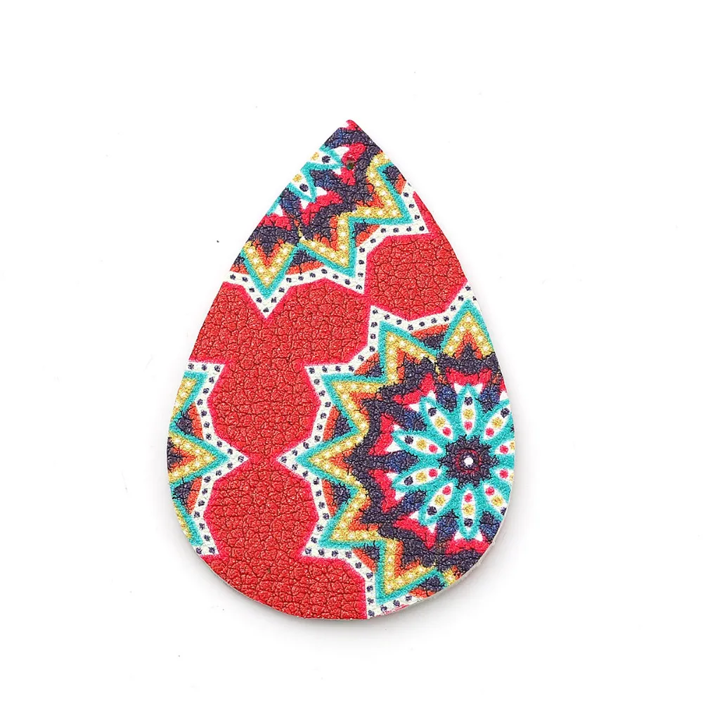 Подвески DoreenBeads из искусственной кожи подвески с цветочным узором в случайном