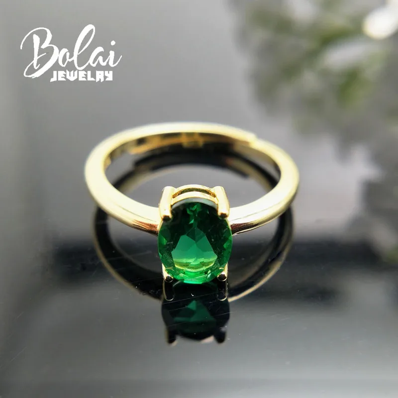 Женское кольцо с зеленым изумрудом bolaiювелирных изделий овальное 6*8 мм из