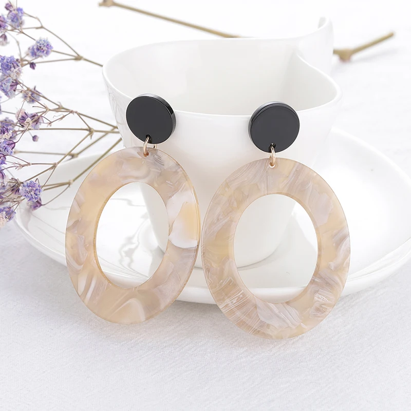Женские овальные серьги капельки из акриловой смолы винтажные геометрические