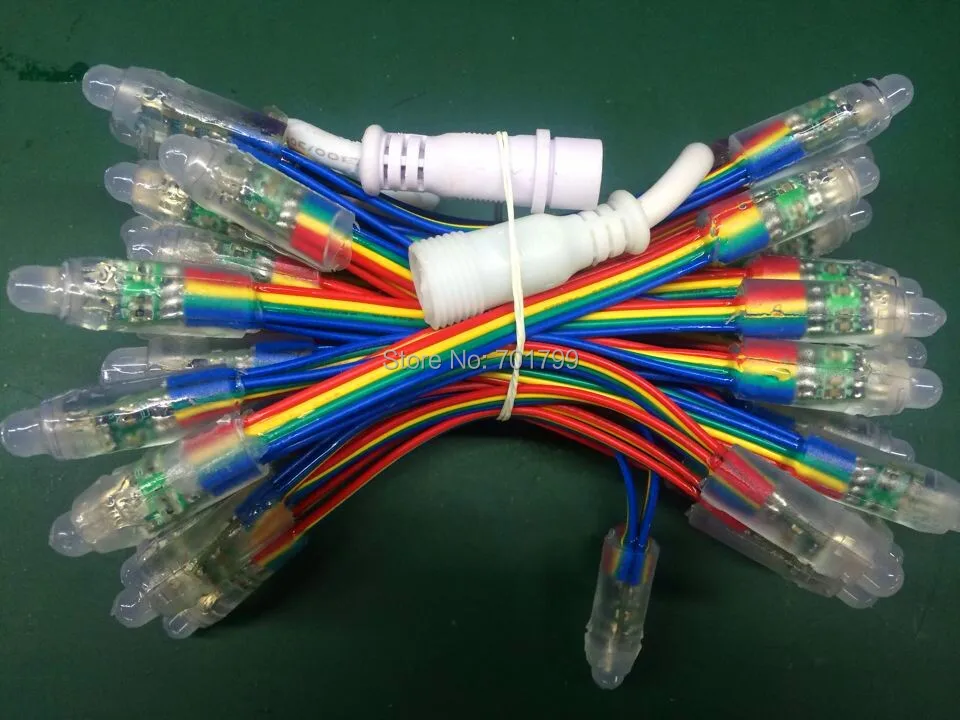 IP68 DC12V вход 12 мм сквозное отверстие светодиодный узел сброса RGB 100 шт. в нитку с 13 5 4