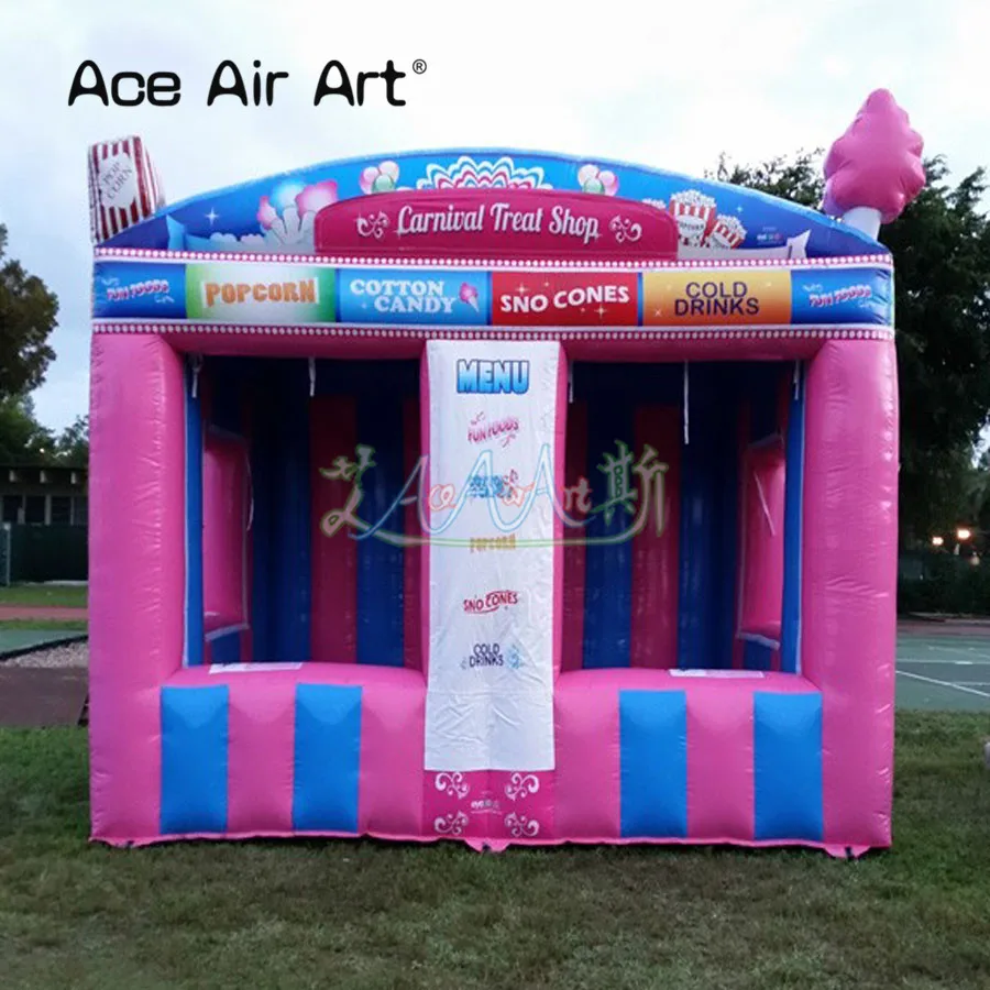 

New Designed Inflatable Children's Day Carnival Treat Shop Concession Stands with Two Stalls for Cotton Candy/Cold Drink