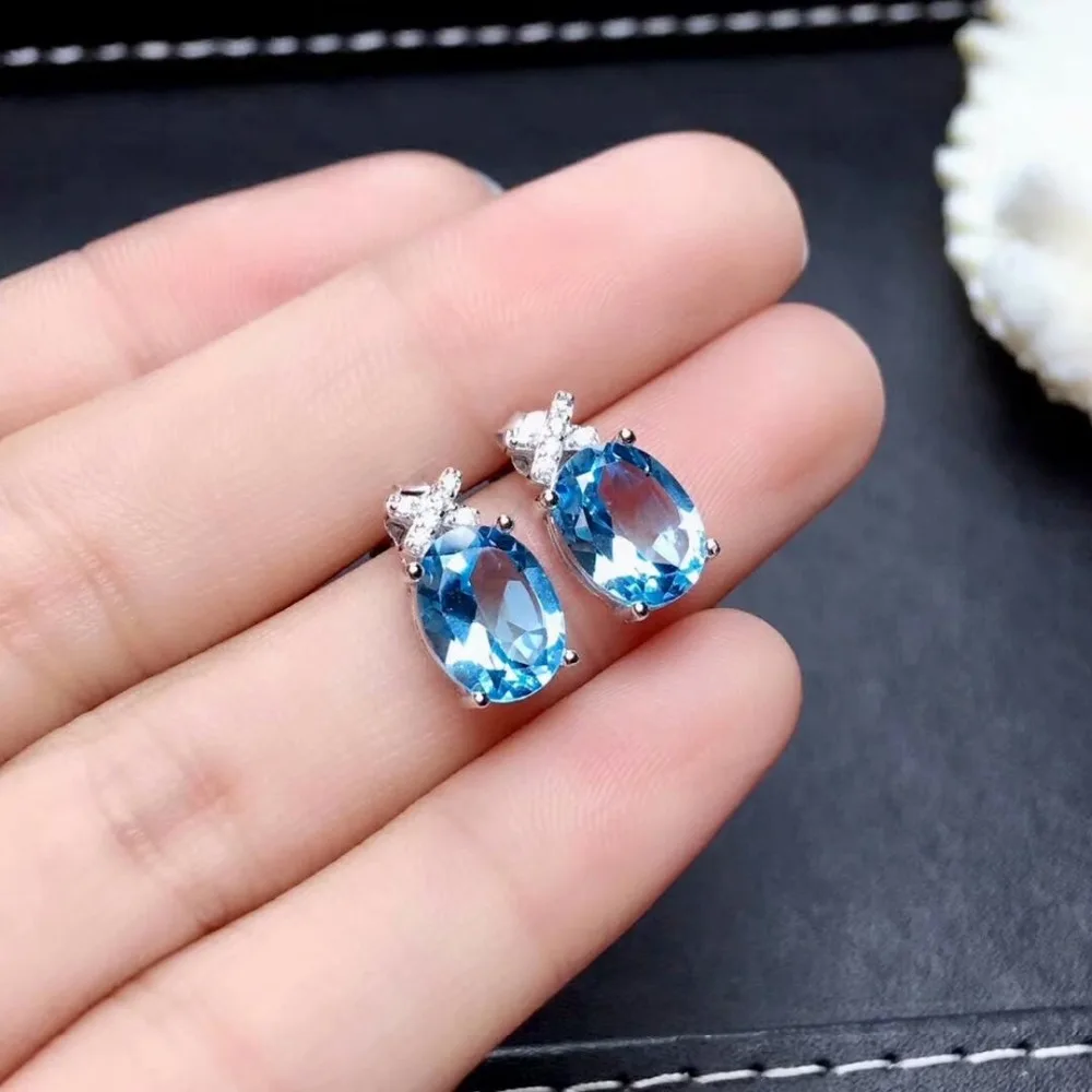 Shilovem 925 стерлингового серебра Природный Голубой топаз серьги капли воды fine Jewelry Новая женской tfe060801agb