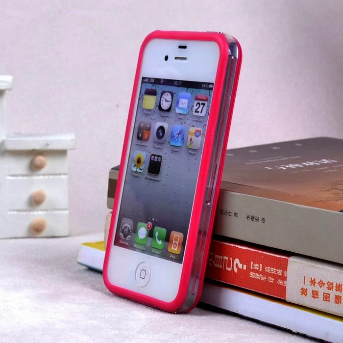Лучшее качество новый прозрачный бампер среднего размера для iphone 4 искусственный