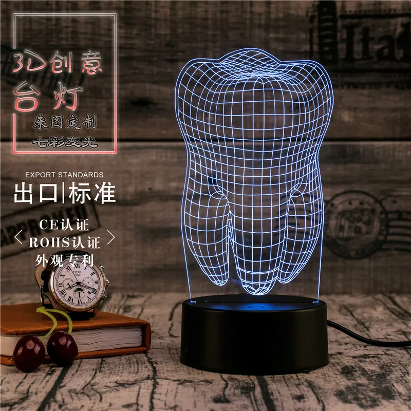 3D светодиодный Новый светильник, креативный подарок, ночник, настольная лампа, модель зуба, светодиодный домашний коридор, отель, вечеринка, атмосферсветильник s (art.: 7a925518d) - 7a925518d