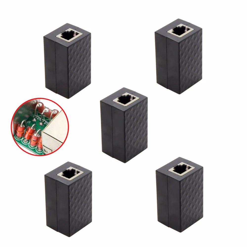 5 шт./лот Защита от молнии RJ45 UTP STP CAT6 CAT5e Женский сетевой адаптер Lan удлинитель |