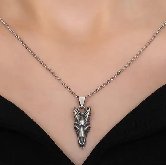 

Hiphop Punk Gothic Sheep Goat Head Genuine Antique 925 Sterling Silver Pendant Necklace Vintage Animial Jewelry Allergy Free