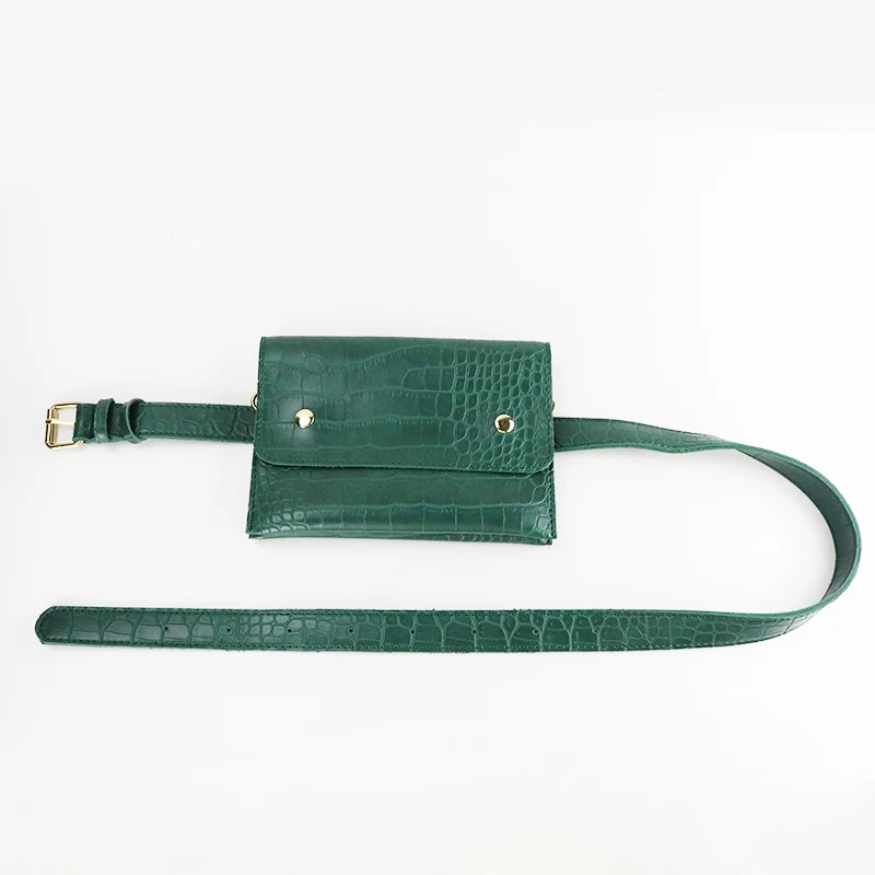 Крокодиловый узор из искусственной кожи поясные сумки для женщин цепь Crossbody сумки забавные сумки дамы ремень сумки для телефона женские - Цвет: Green