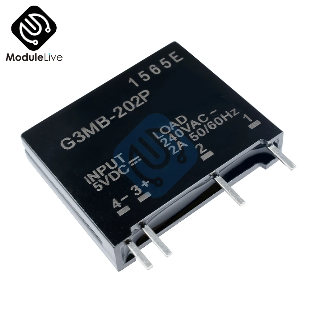 5 шт. встроенный релейный модуль Φ G3MB 202P PCB SSR In 5V DC Out 240V AC 2A Твердотельный плата для