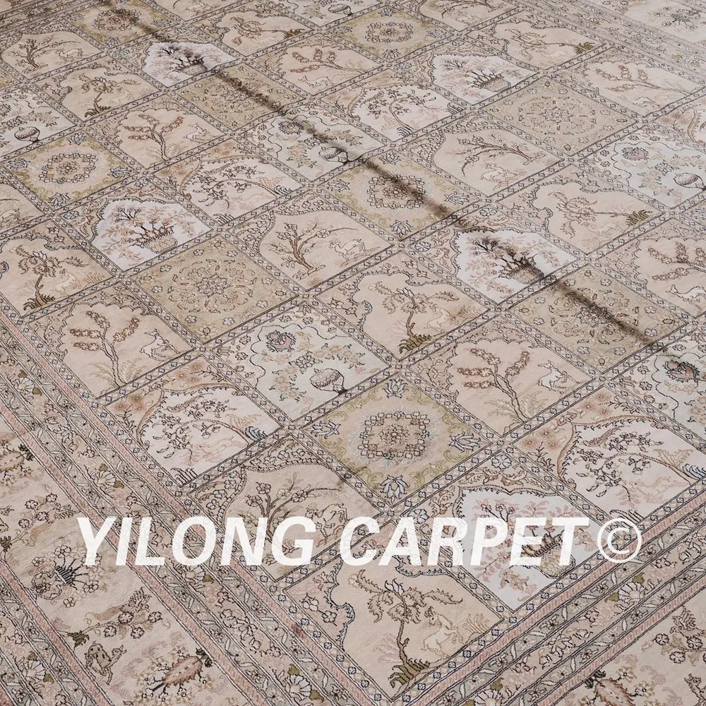 Beste Yilong 9'x12 'Perzische Zijden Kleed Grote Antieke Vier Seizoenen Perzische Handgemaakte Zijden Tapijt (YHW72B9x12)