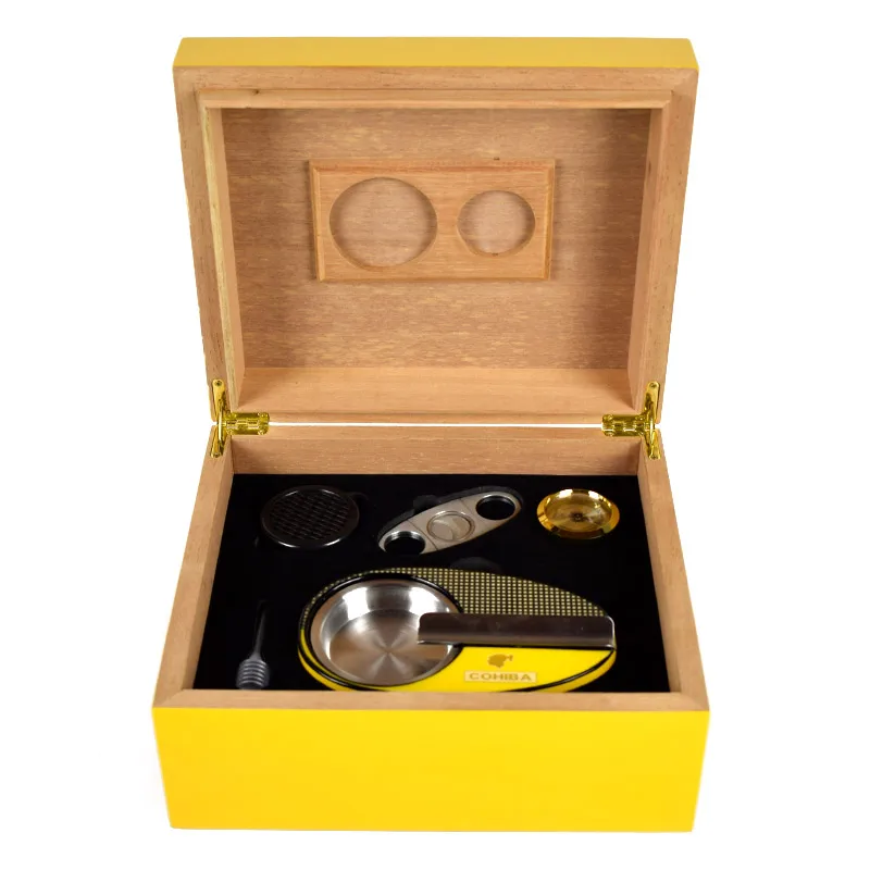 COHIBA фортепиано отделка кедровая коробка для сигар с сигары Пепельница и резак