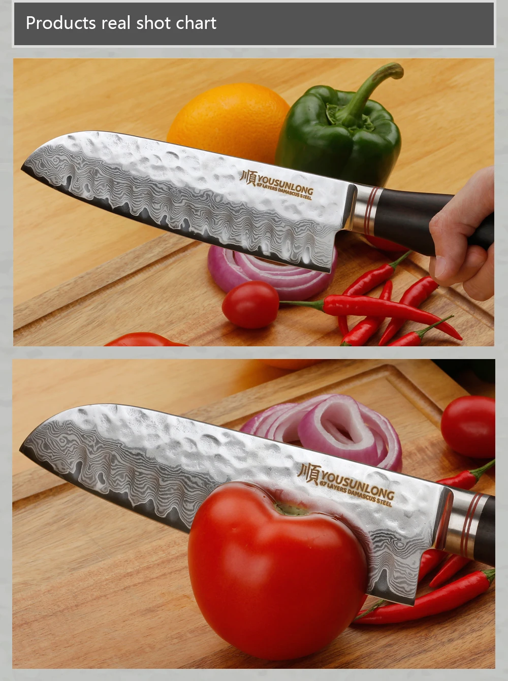 YOUSUNLONG Кухня 7 дюймов Santoku Ножи профессиональный шеф-повар Ножи-японский VG10 67 слоев высокоуглеродистой Дамаск-черное дерево РУЧКА