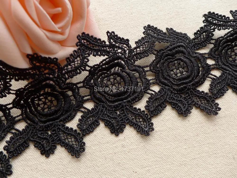 Черный цвет кружево с вышивкой для свадебного платья поясом один ярд | Дом и сад