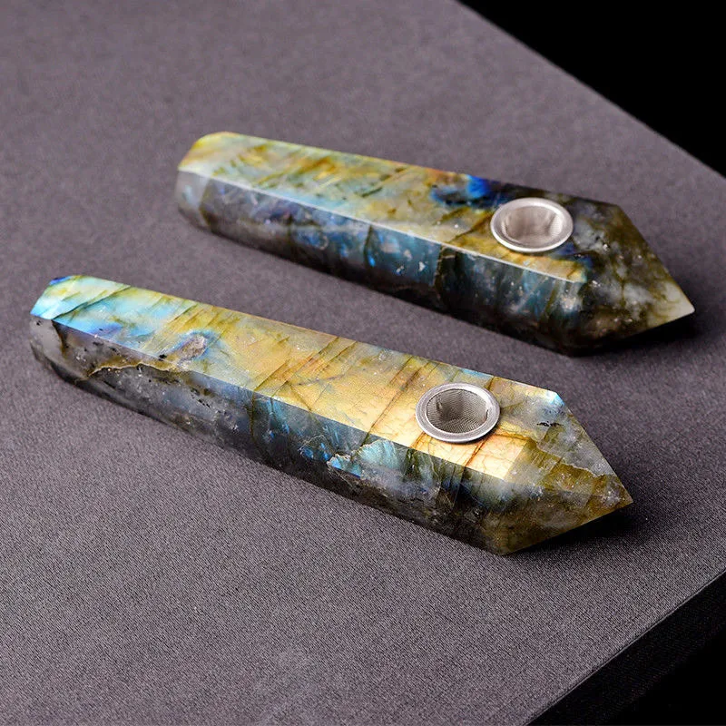 Лабрадоритовый кварц хрустальные трубки для курения натуральный камень и