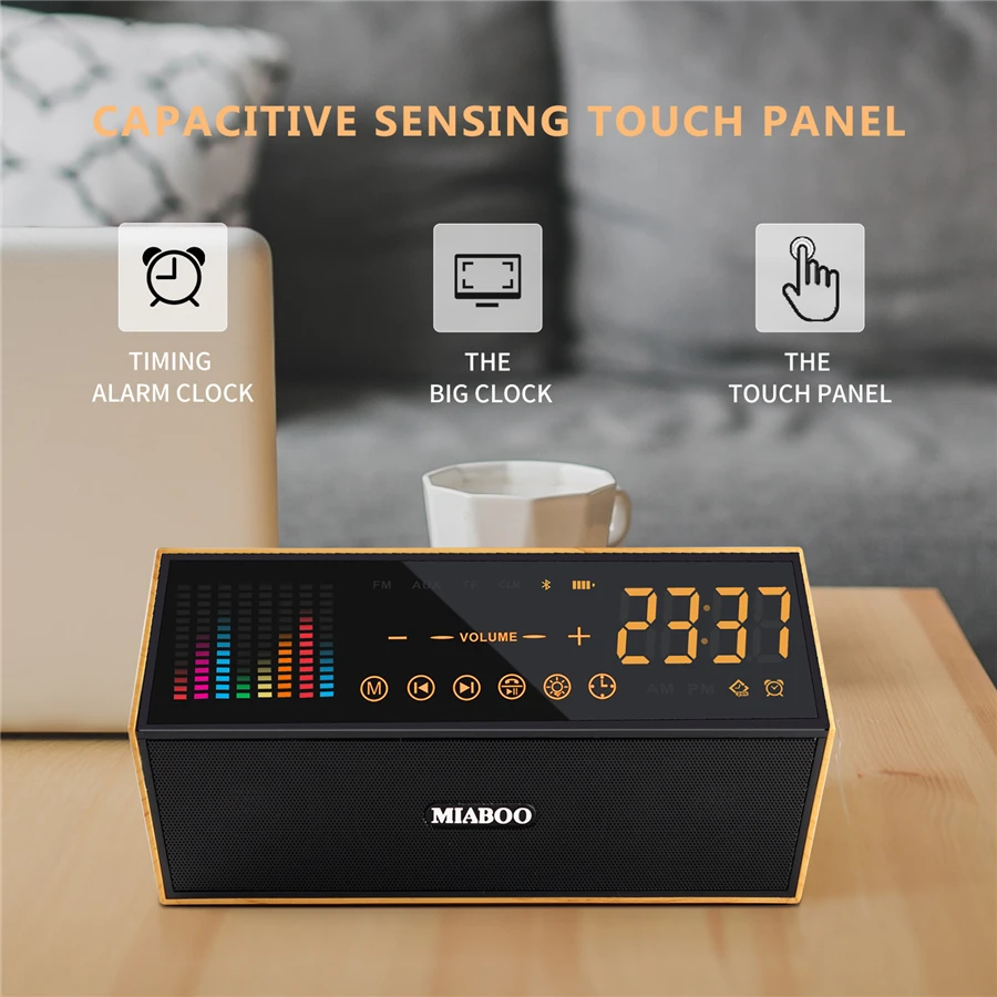 Новый год 2018 деревянный портативный Bluetooth динамик поддержка TF цветной сенсорный