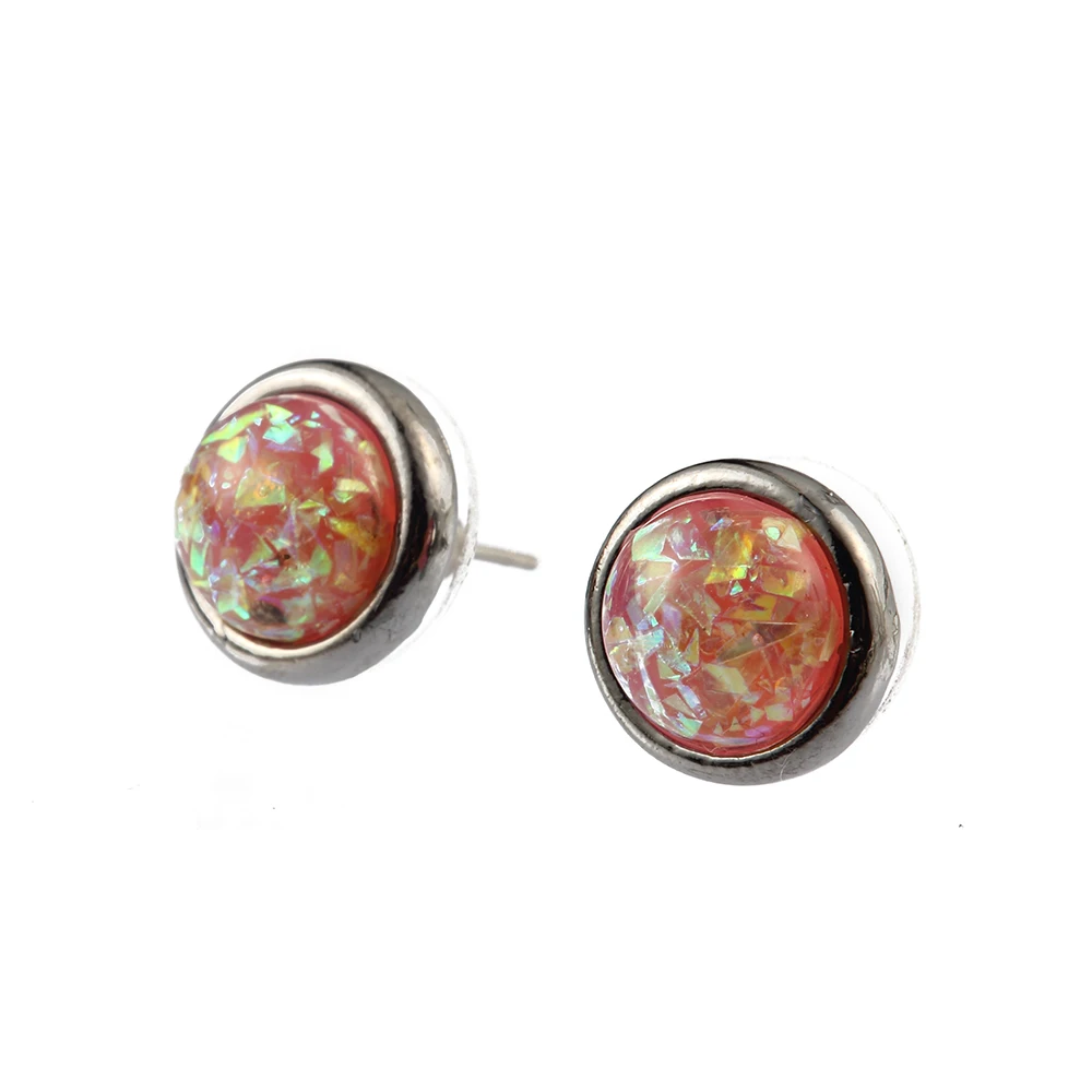 Женские блестящие серьги-гвоздики из смолы доступны в трех цветах красные синие