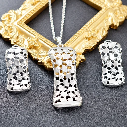Earrings Necklace S Ювелирные изделия zeadear Классические Ювелирные наборы для женщин серьги ожерелье кулон квадратный Ювелирный Набор для вечерние изысканные ювелирные изделия - Окраска металла: Earrings Necklace S