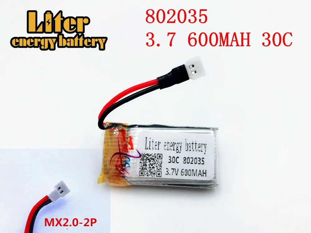 3 7 V 600mAH 802035 30C литий полимерный аккумулятор li po RC для неуправляемого летательного