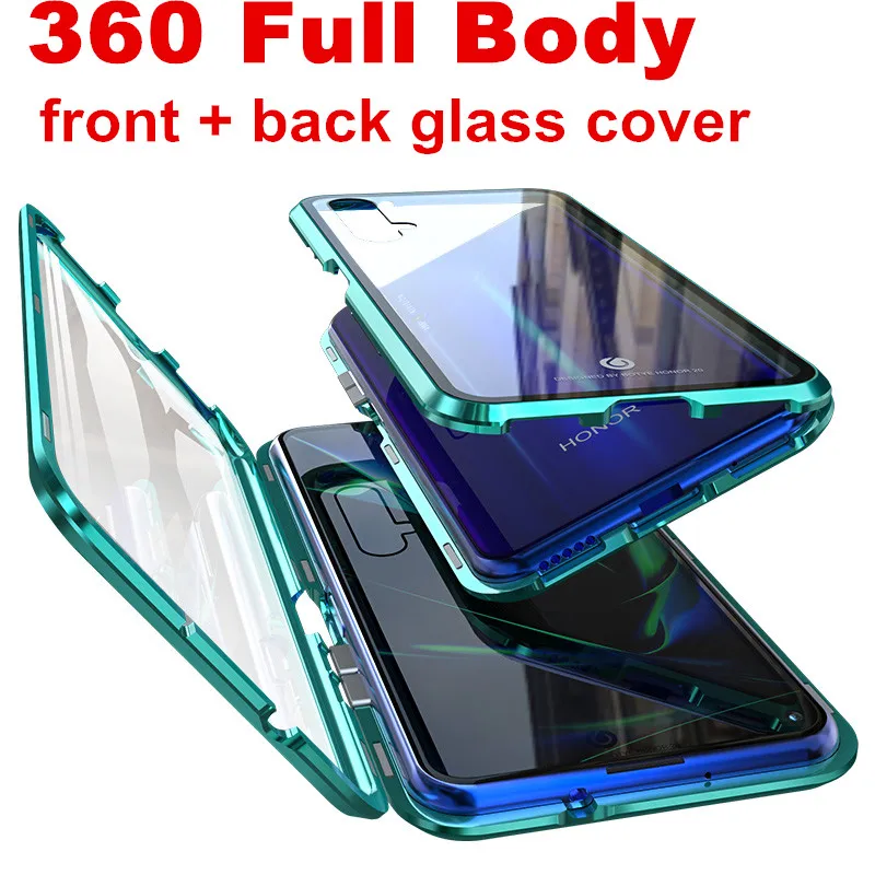 Luxury Magnetic Metal Bumper Case For Huawei Honor 20 Pro 20i Double Glass Armor Full Body 20Lite 20Pro i | Мобильные телефоны и