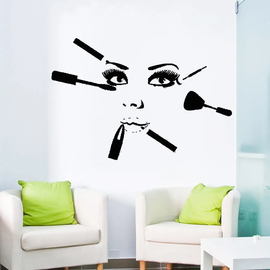 Настенная Наклейка yoyoyoyu, украшение для комнаты, салона, удаленный дизайн, ресницы для девочек и женщин, наклейка для комнаты, плакат, Фреска J996