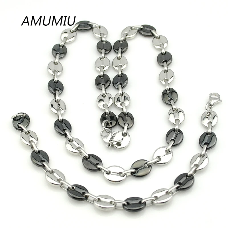 Комплект из колье и браслета нержавеющей стали 316L с бусинами 11 мм|necklace bracelet