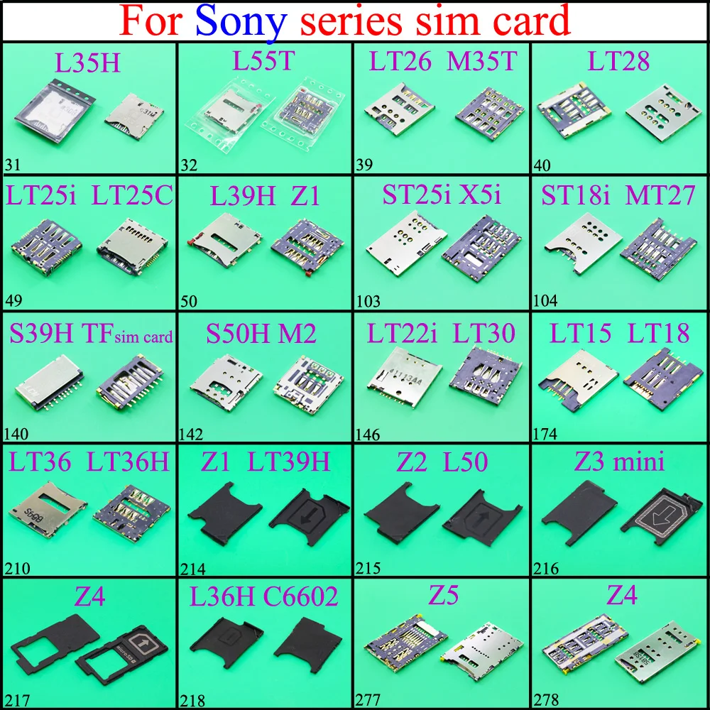 

YuXi for sony L35H L55T LT26 LT28 LT25i L39H Z1 ST25i ST18i S39H LT22i z4 Sim card holder memory card tray slot socket connector