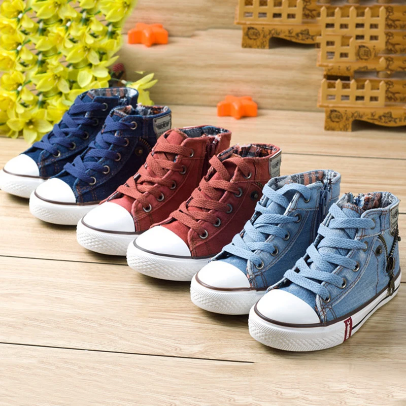 

Children Boys Girls Canvas Shoes Bule Red Lace up Solid Anti Slippery Sneakers for Sports Casual Christmas Gift