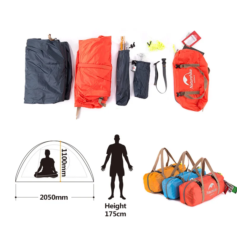 Naturehike уличная палатка с ковриком для кемпинга 1 человек 20D силиконовая ткань 4 сезона Сверхлегкая двухслойная палатка 1,3 кг 1,5 кг