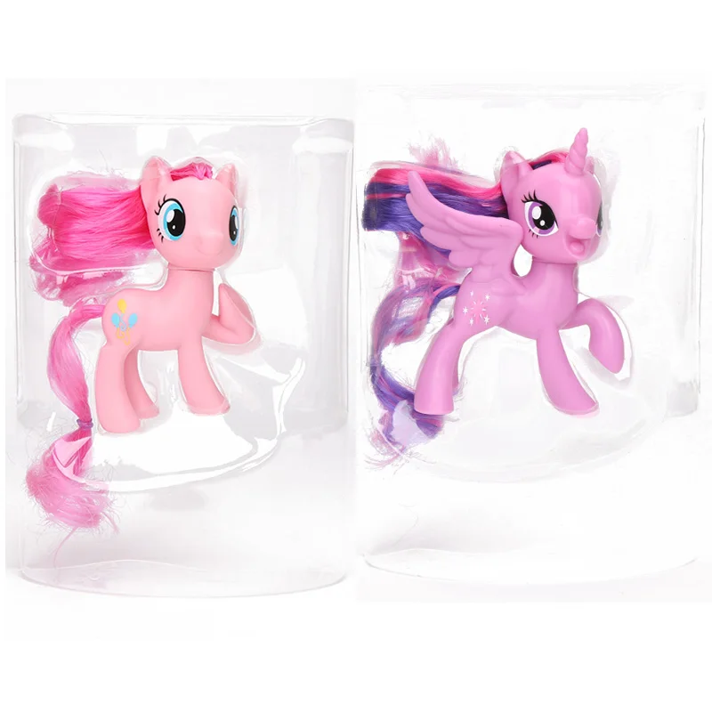 pink purple set opp 2 шт./компл. игрушки My Little Pony всех цветов радуги; платье с Сумеречной искоркой серии «маленькие пони ПВХ фигурка Коллекционная модель куклы - Color: pink purple set opp