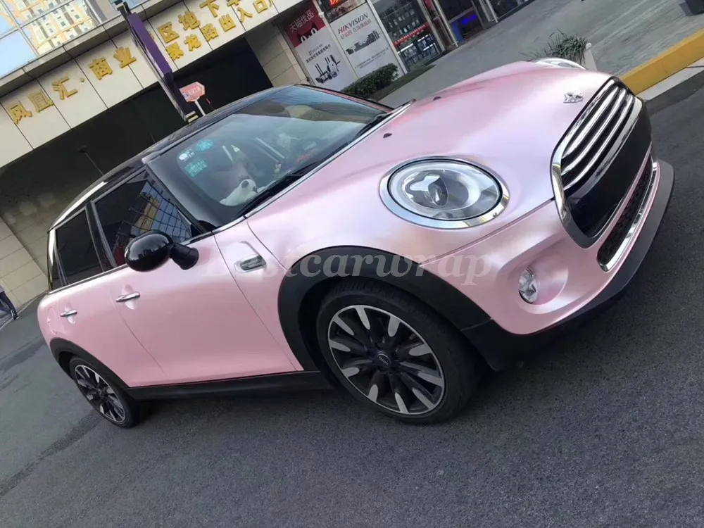 Розовая атласная хромированная виниловая оболочка SAKURA для автомобиля без