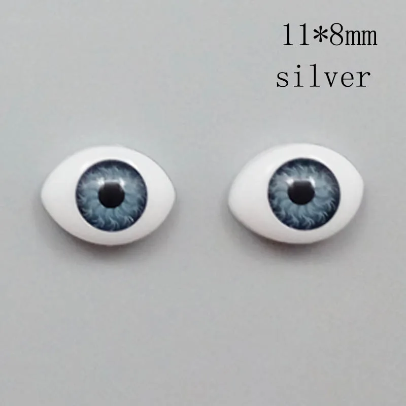 4 пар/лот 11*8 мм DIY кукольные глаза для BJD куклы Замена серебряные коричневые