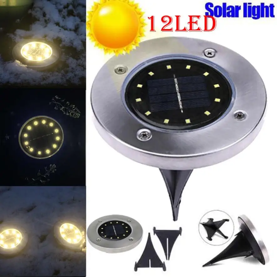 12LED 12*12 5*14 см светильник на солнечной энергии для заземления уличный садовый | Дом
