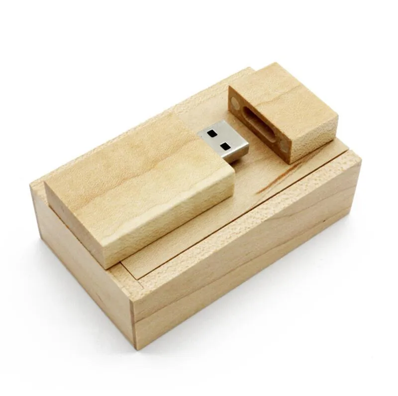 SHANDIAN(более 10 шт. бесплатный логотип) деревянный USB флэш-накопитель+ коробка Флешка 8 ГБ 16 ГБ 32 ГБ Пользовательский логотип для фотографии свадебный подарок - Цвет: Maple with box