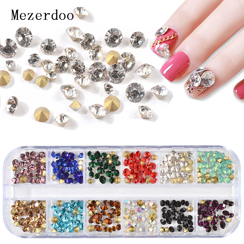 Стразы 3D разных размеров с острым дном для украшения ногтей|Стразы и украшения| |
